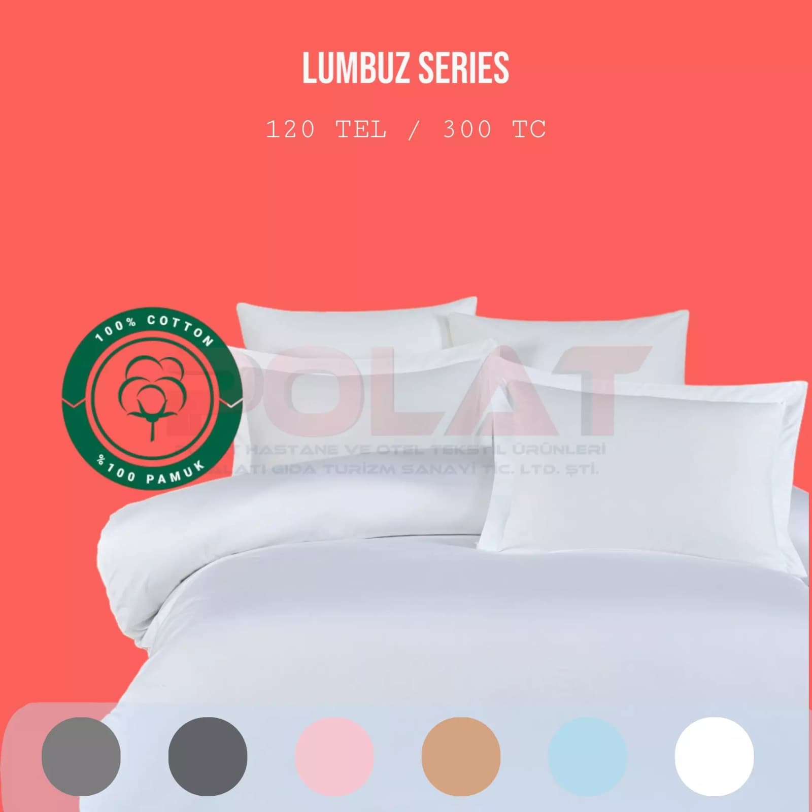 Lumbuz Series Plain Satin Linens Set 300 TC – 100% Cotton
