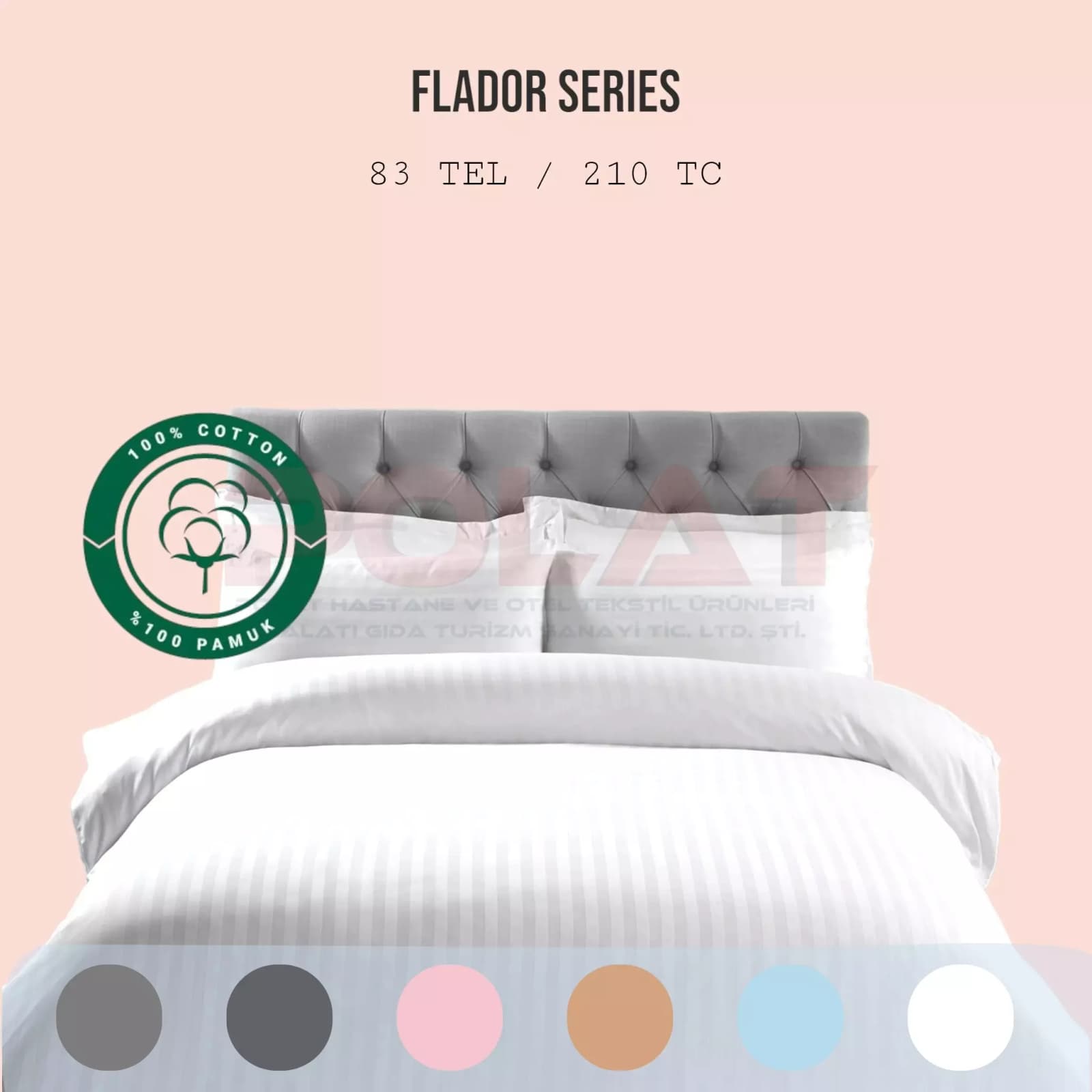 Flador Series 1 cm Striped Satin Linens Set 210 TC – 100% Cotton