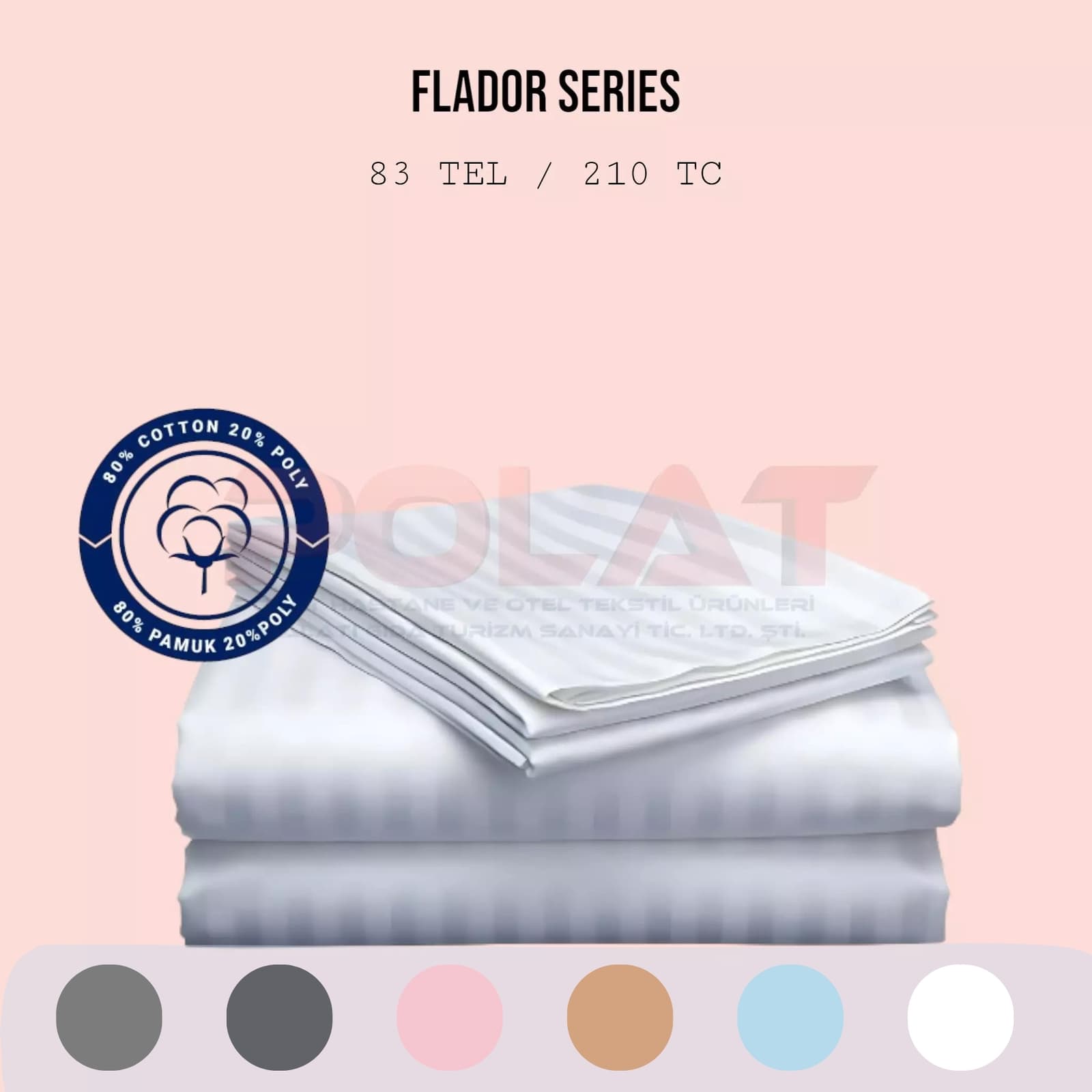 Flador Series 1 cm Striped Satin Sheet 210 TC – 80% Cotton 20% Poly